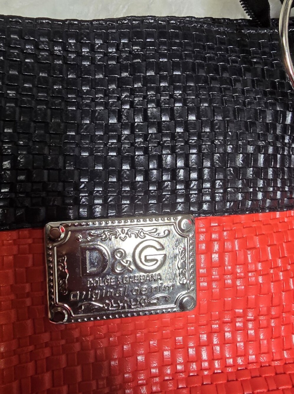 D&G Black and Red Woven Logo Tote
